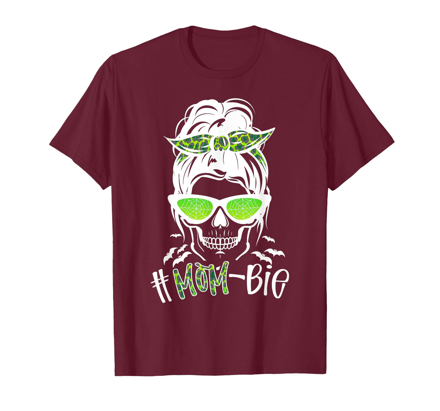 Messy Bun Zombie Mom Funny Halloween Costume Skull T-Shirt