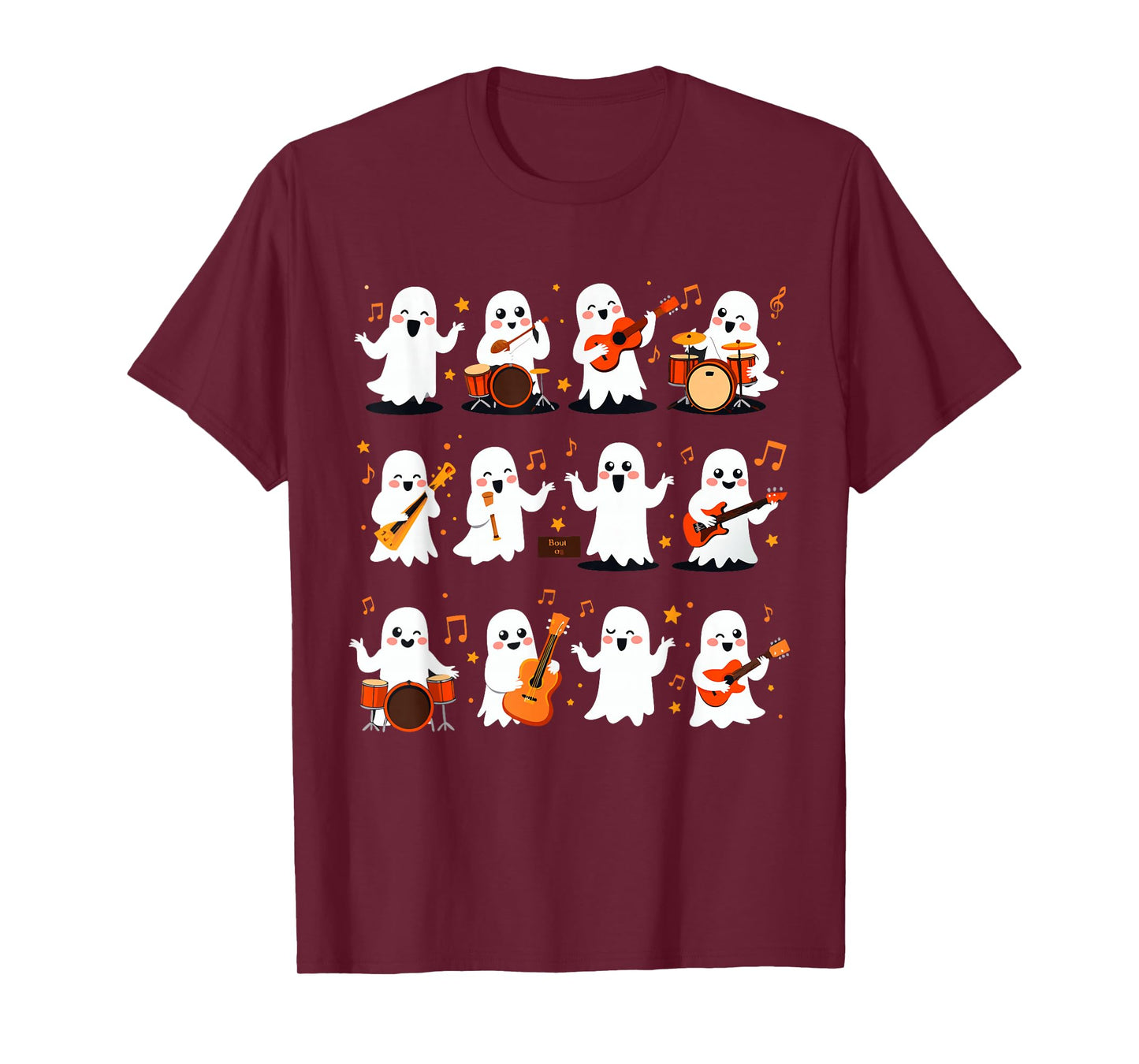 Halloween Ghost Music Teacher Playing Instruments T-Shirt