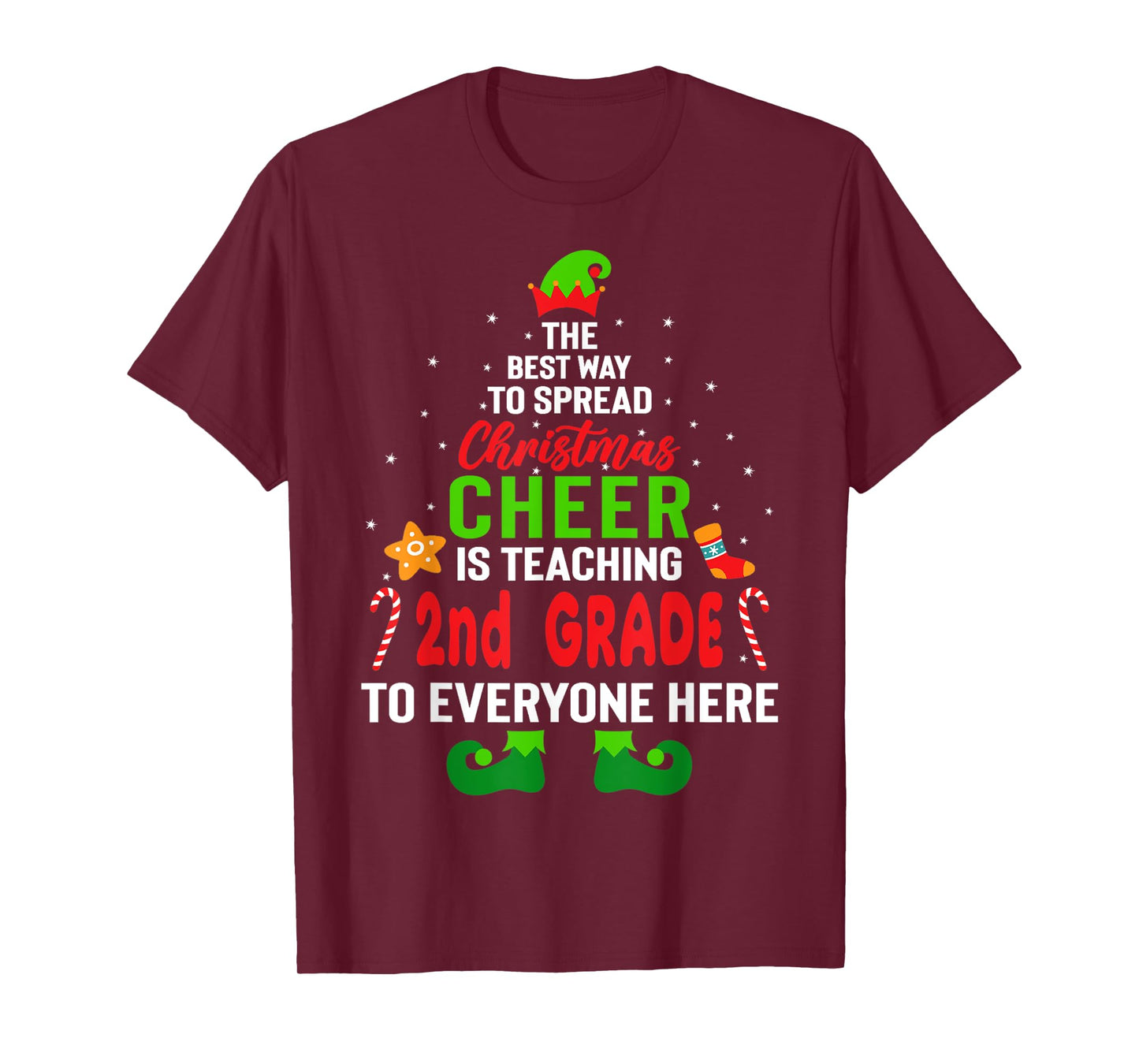 The Best Way to Spread Christmas Cheer Teaching 2nd Grade T-Shirt