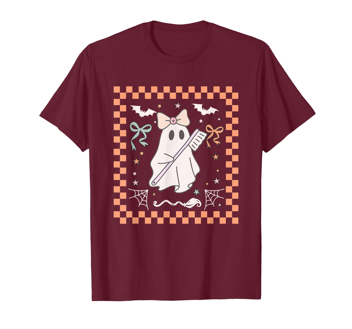 Coquette Ghost Dentist Dental Halloween Ghost Dental Crew T-Shirt