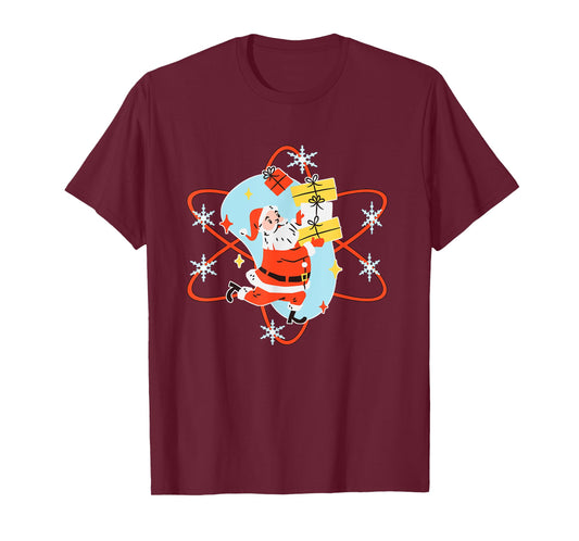 Retro Christmas Mid Century Modern Atomic Santa Claus T-Shirt