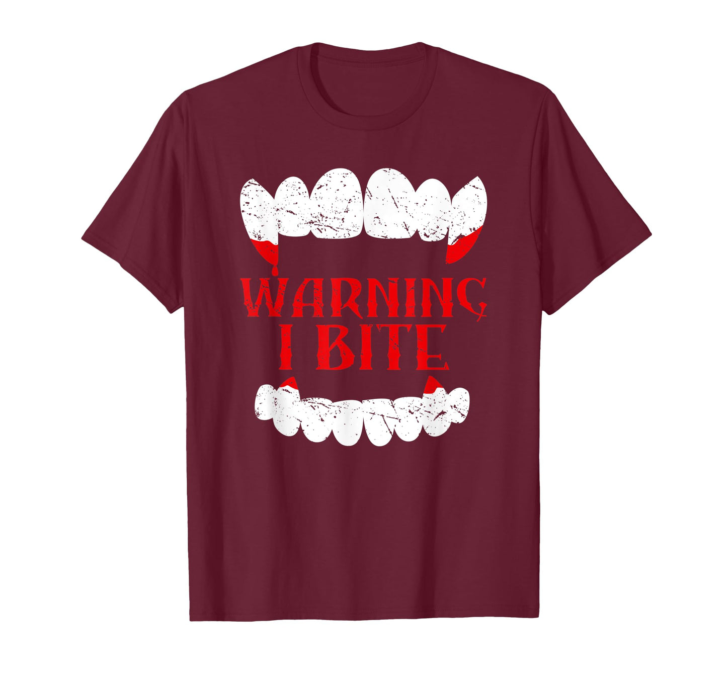 Halloween Vampire Design Warning I Bite Scary Vampire Funny T-Shirt