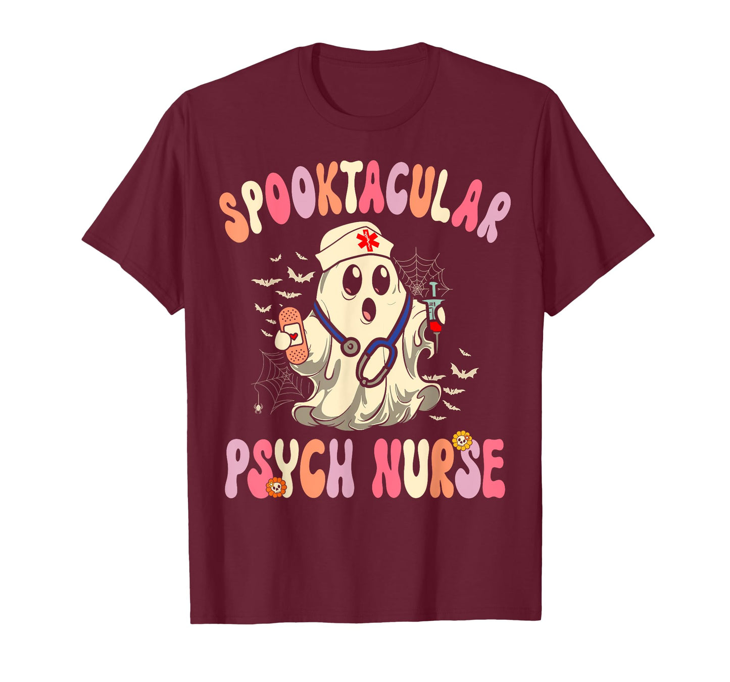 Spooktacular Psych Nurse Retro Halloween Ghost Nursing T-Shirt