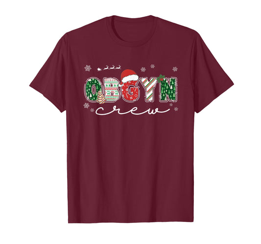 OBGYN Crew Christmas OB Nurse Santa Hat Holiday Pajama T-Shirt