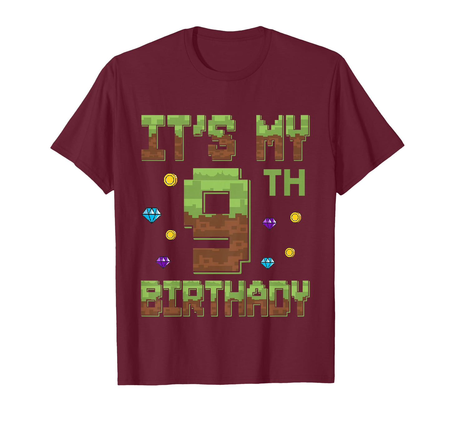 Birthday Boy It's My 9th Birthday 9 Year Old Pixel Gamer T-Shirt