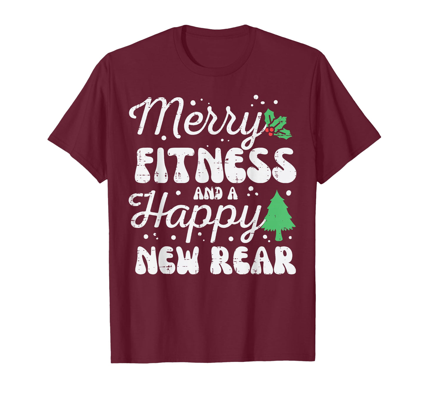 Christmas Merry Fitness Happy New Rear Xmas Workout Women T-Shirt