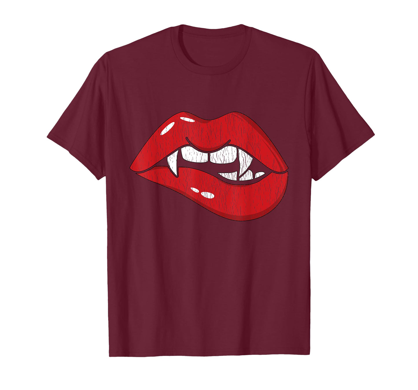 Retro Dracula Vampire Red Lips Teeth Bite Halloween Costume T-Shirt