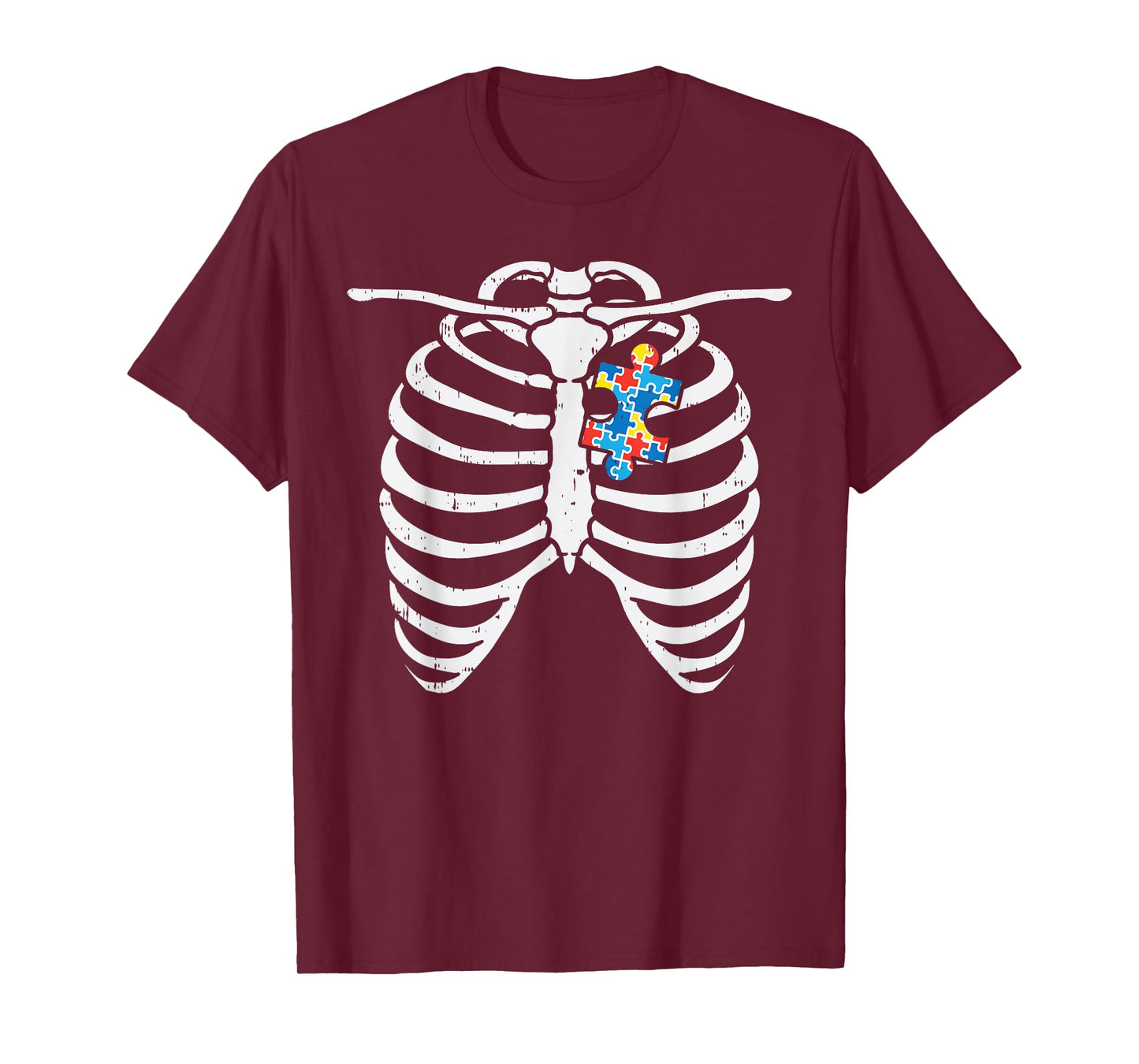 Autism Awareness Puzzle Skeleton X-Ray Halloween Costume Kid T-Shirt