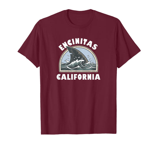 Encinitas California Swimming Shark Fin Vacation Souvenir T-Shirt