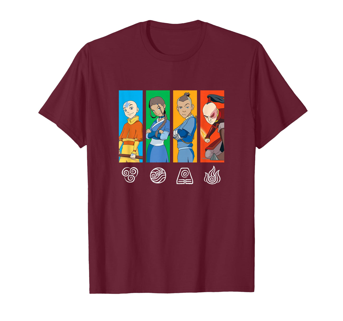 Avatar: The Last Airbender Main Characters Element Panels T-Shirt