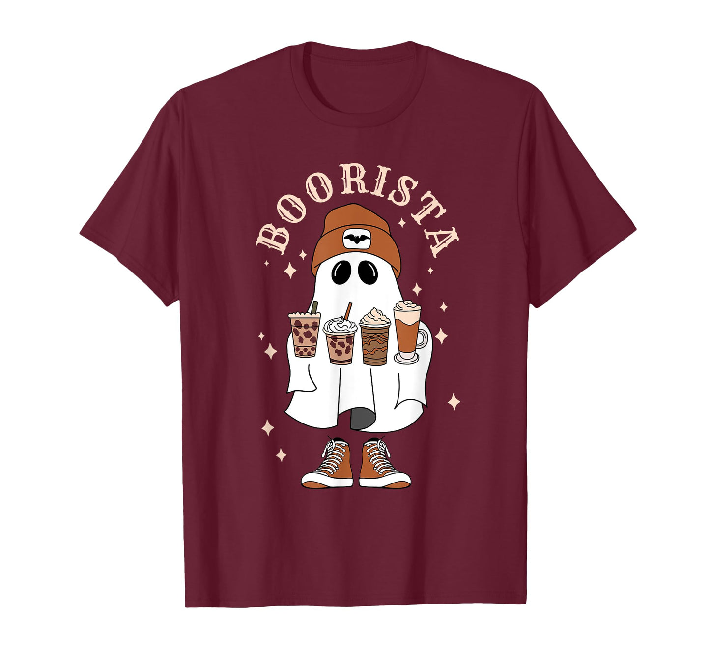 Boorista Ghost With Coffee Halloween Cute Ghost Latte Coffee T-Shirt
