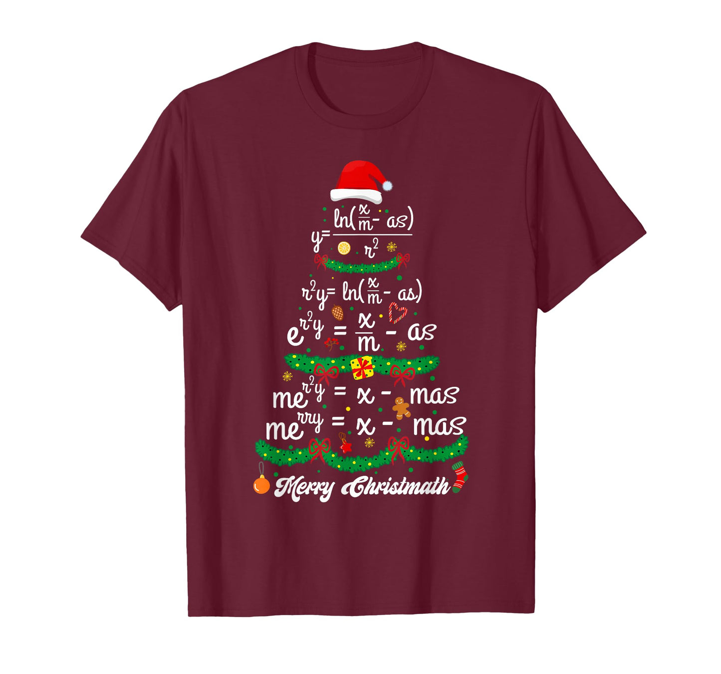 Merry Christmas Tree Math Teacher Xmas Tee Merry Christmath T-Shirt