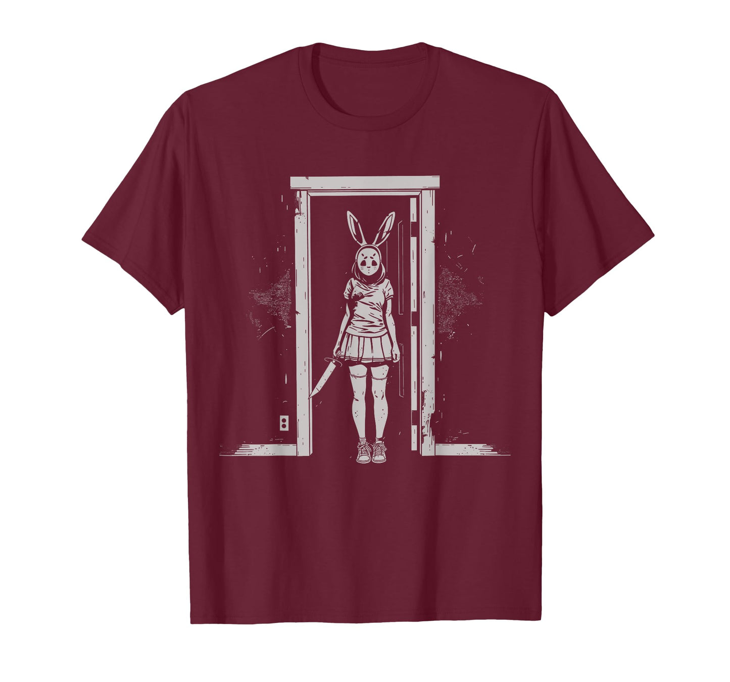 Horror Girl Bunny Mask Slasher Goth Alt Anime Creepy Rabbit T-Shirt