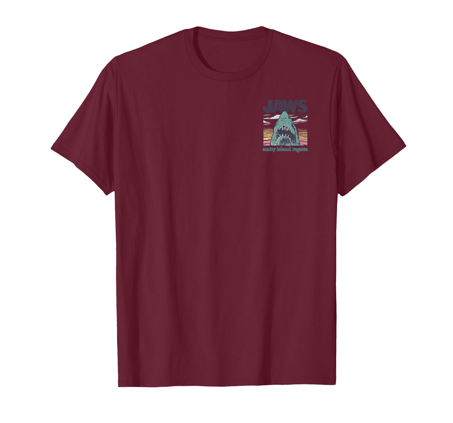 Jaws Amity Island Regatta Chest Back Boat Graphic T-Shirt T-Shirt