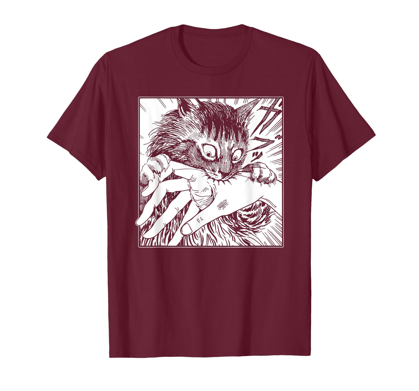 Cat Bite, Japanese Horror Anime, Creepy Cat T-Shirt for Men Women