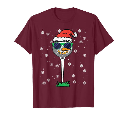 Golf Ball Snowman Christmas Pajama Funny X-mas Sport Golfer T-Shirt