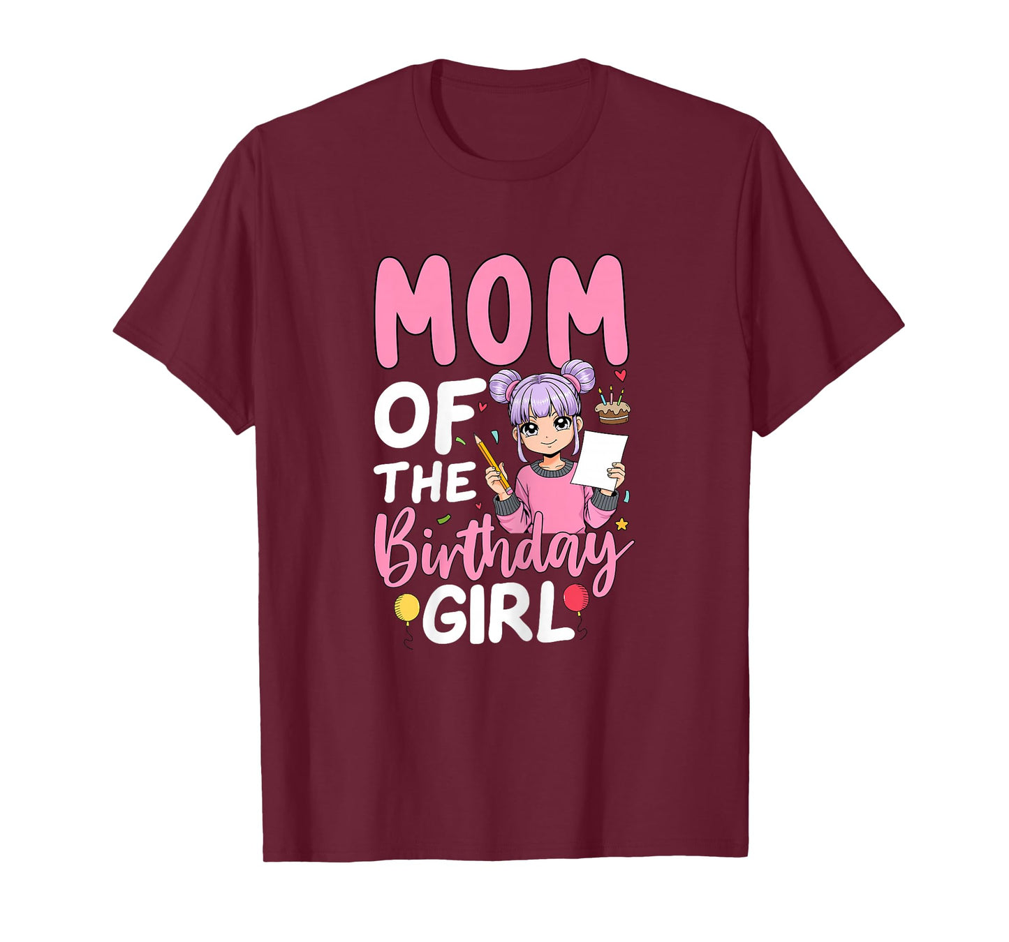 Mom Of The Birthday Girl Anime Sketching Girl Birthday T-Shirt