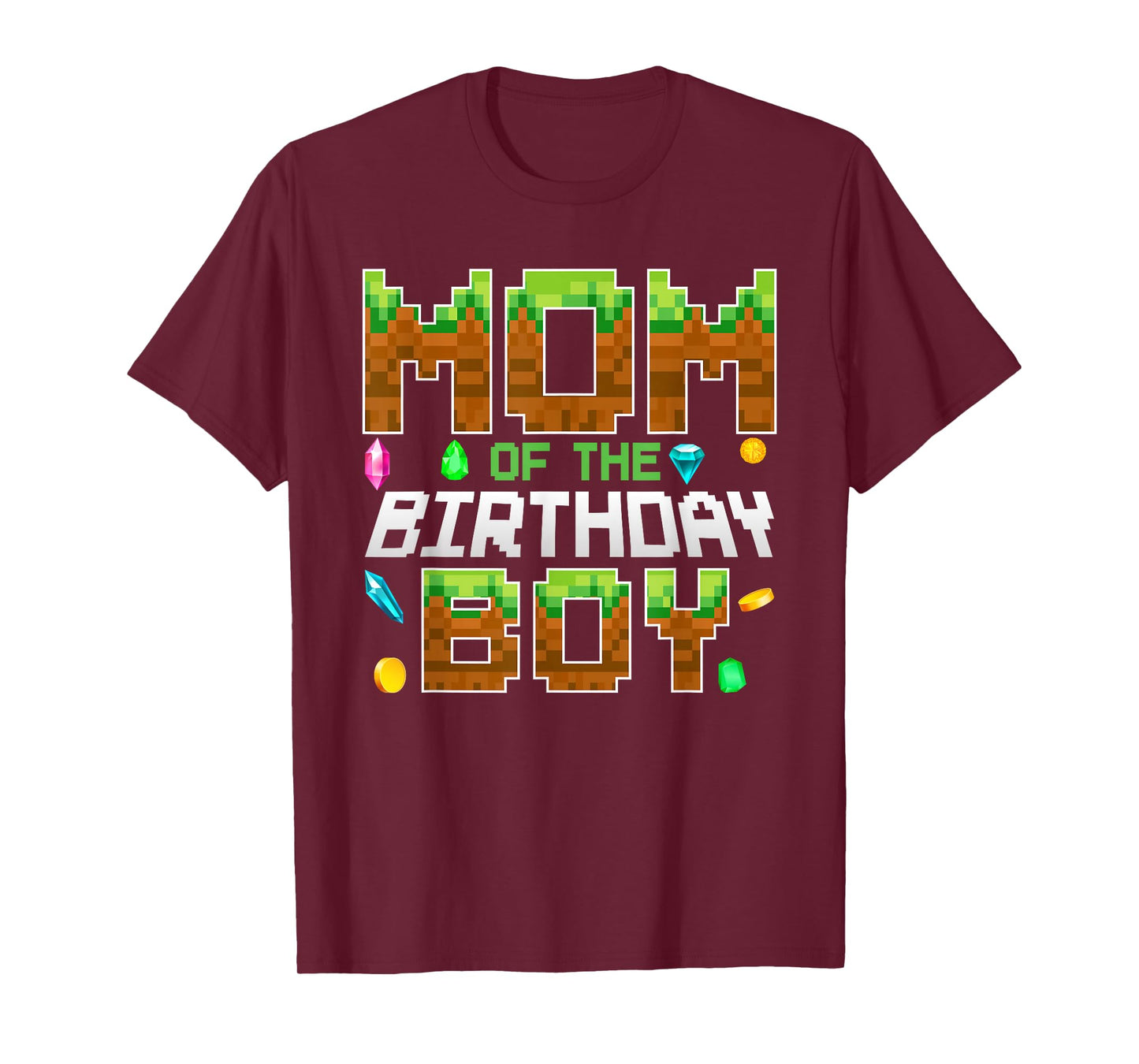 Mom Of The Birthday Boy Game Pixel Number Birthday Party T-Shirt