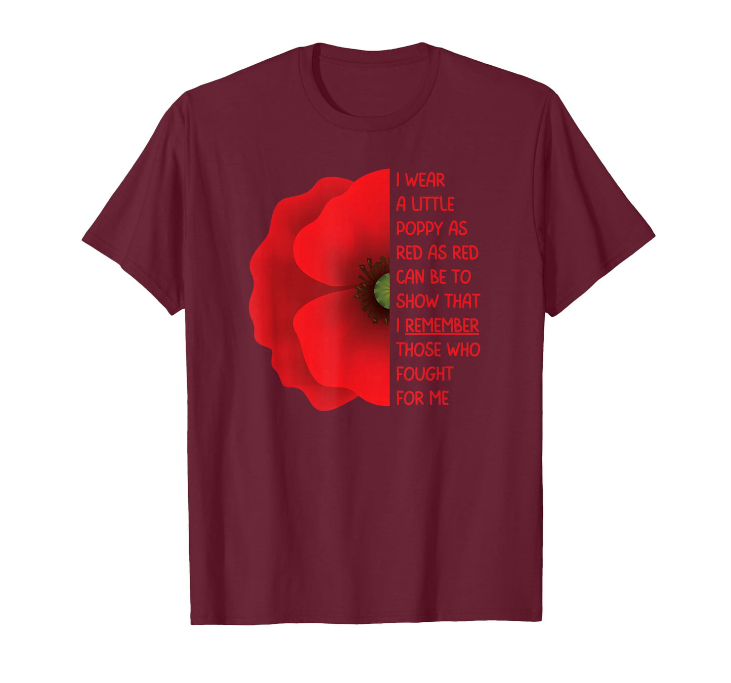 Veterans Day USA Memorial Lest We Forget Red Poppy Flower T-Shirt