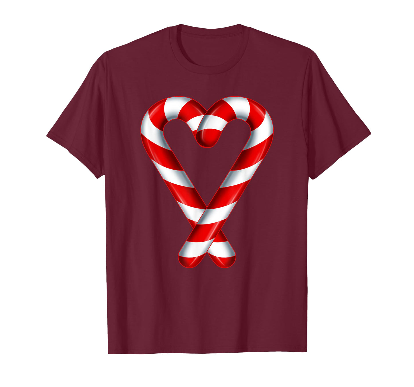 Candy Cane Heart Merry and Bright Red White Candy Couples T-Shirt