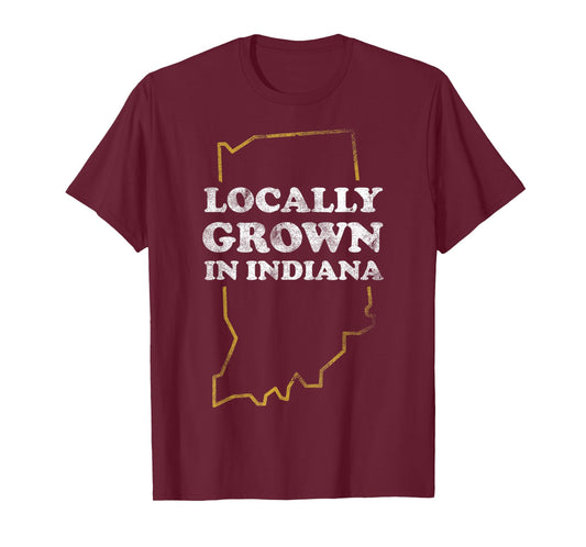 Locally Grown In Indiana State Outline T-Shirt