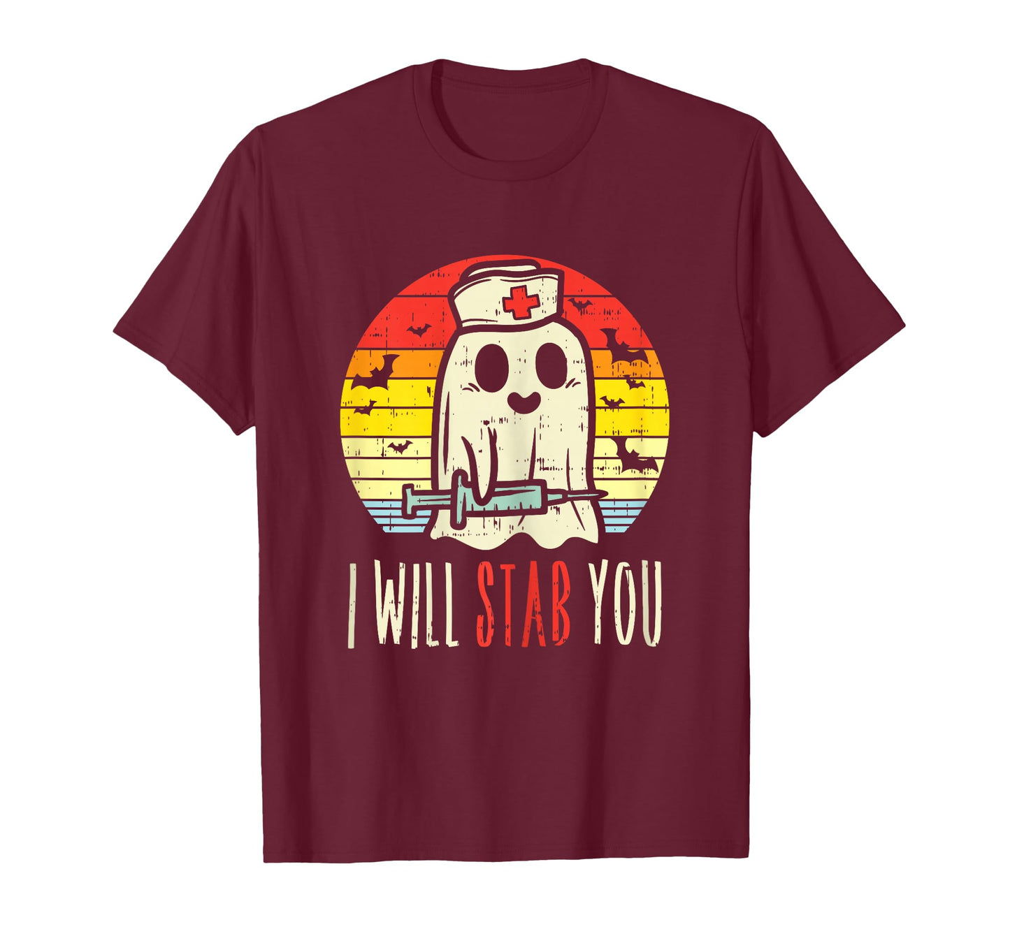Will Stab You Ghost Nurse Retro Halloween Nursing RN T-Shirt
