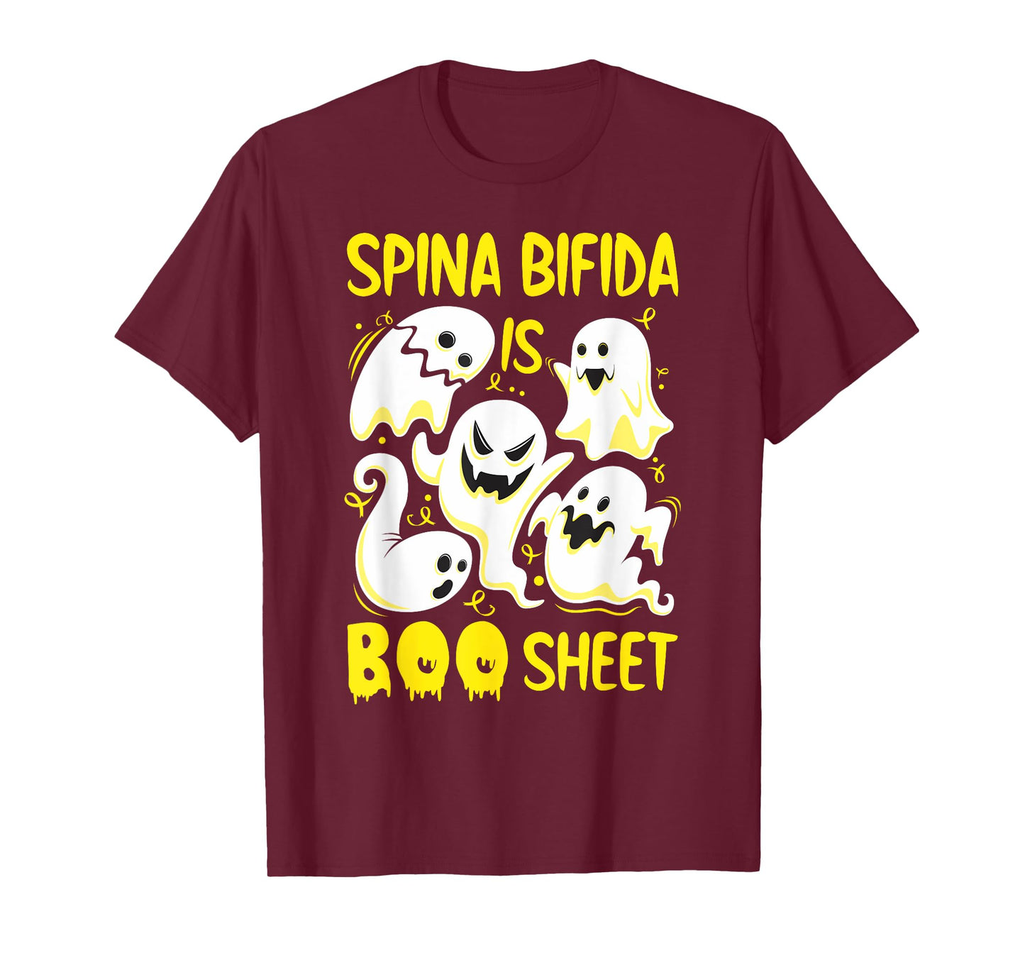 Spina Bifida is Boo Sheet Yellow Boos Funny Halloween Ghost T-Shirt