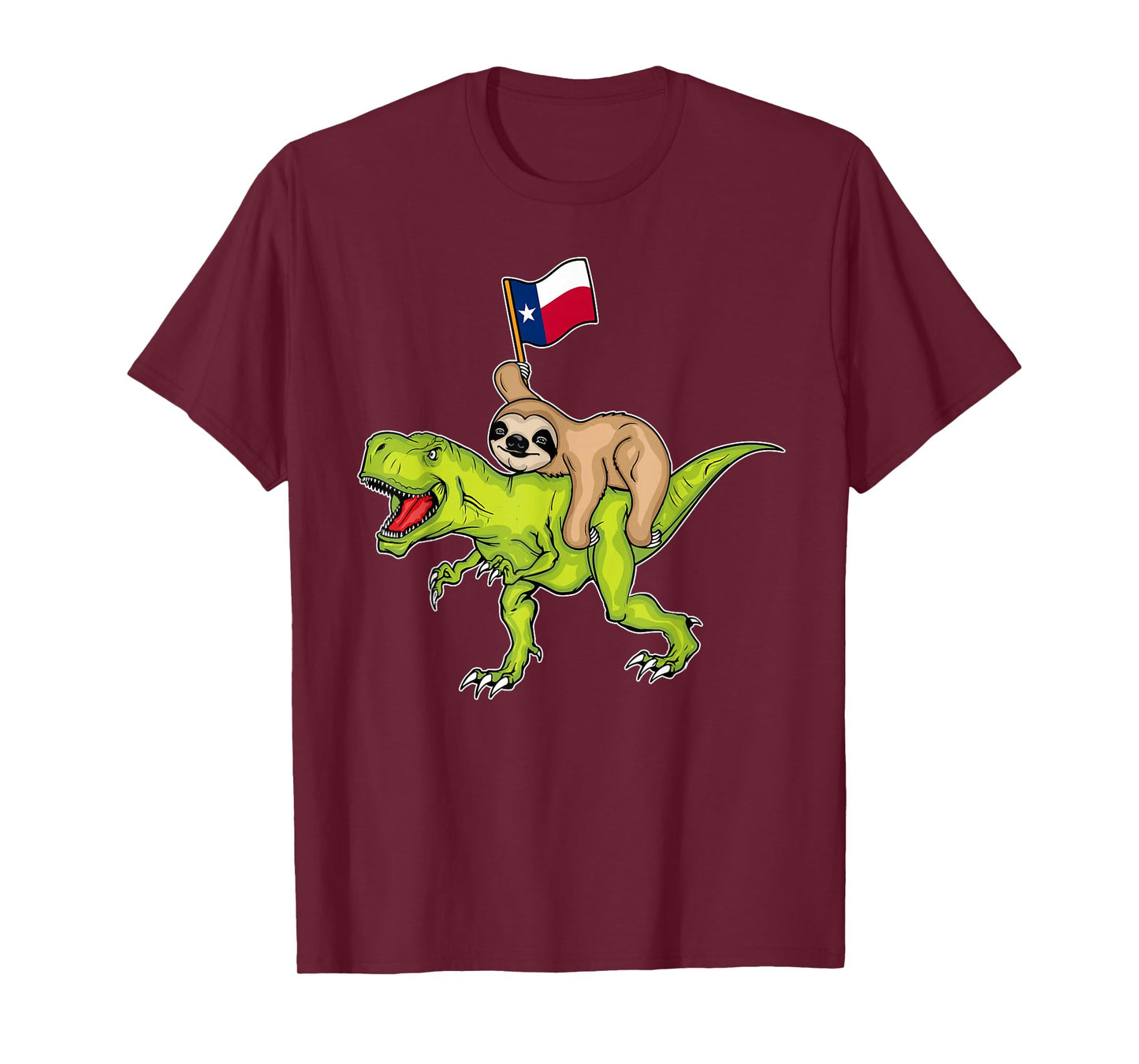 Texas Flag Dinosaur Sloth Lover Kids USA Texas T-Shirt