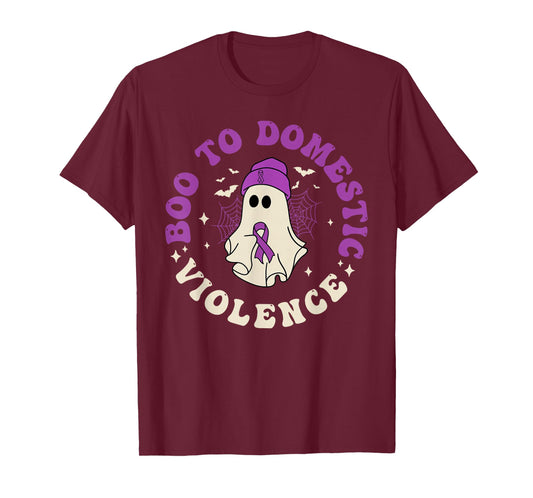 Boo To Domestic Violence Domestic Halloween Ghost Kids Boys T-Shirt