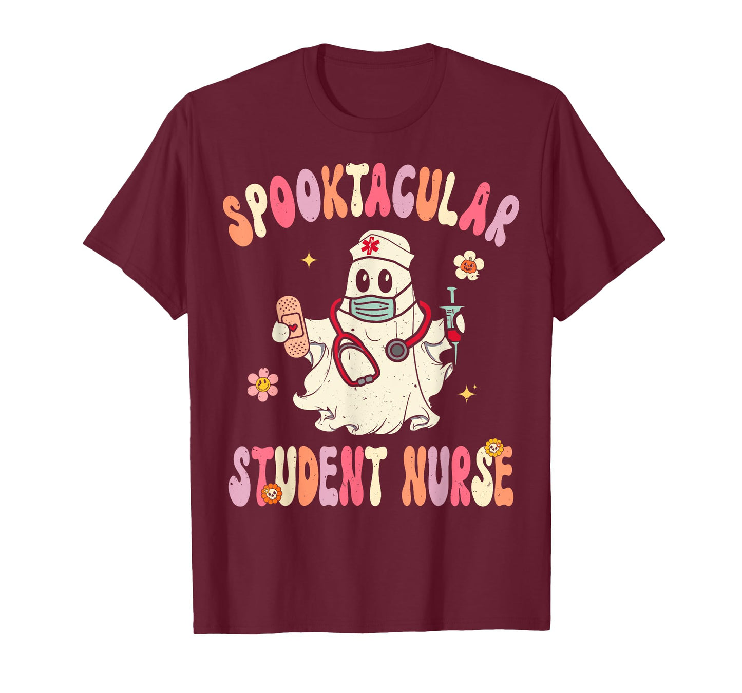Spooktacular Student Nurse Retro Halloween Ghost Nursing T-Shirt