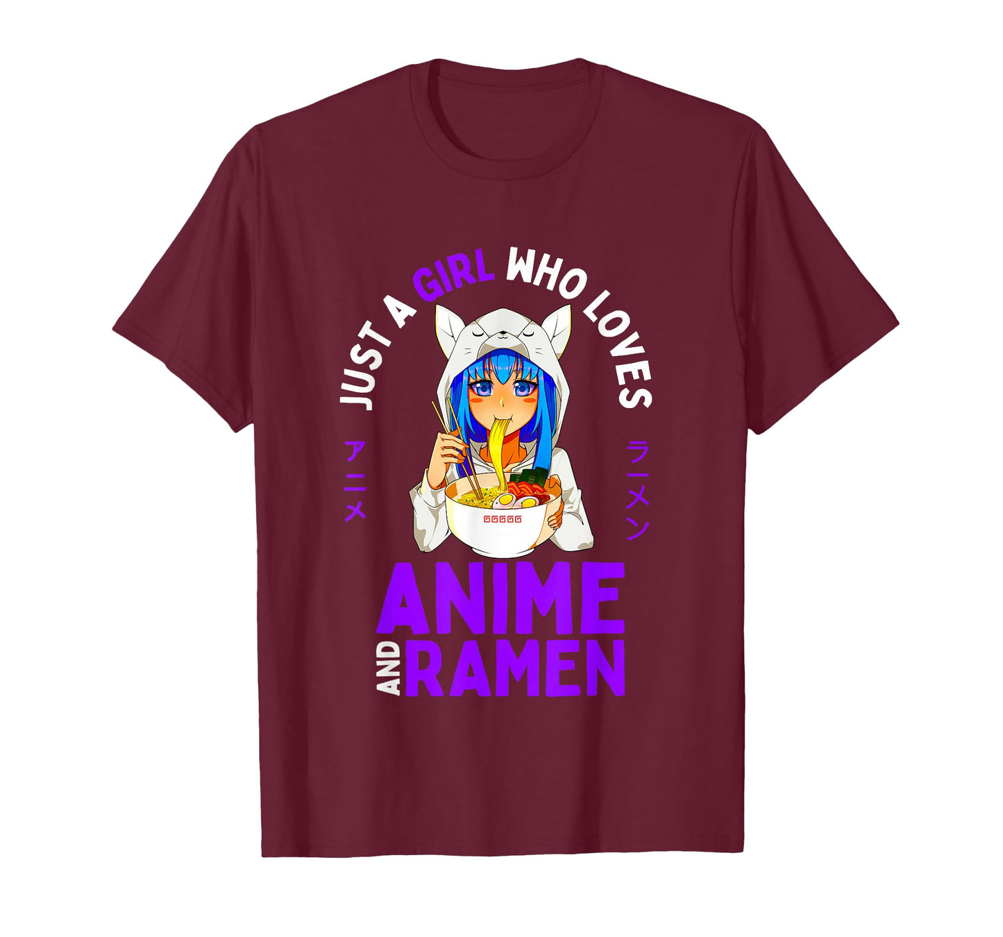 Just a Girl Who Loves Anime and Ramen Teen Girls Japan Merch T-Shirt