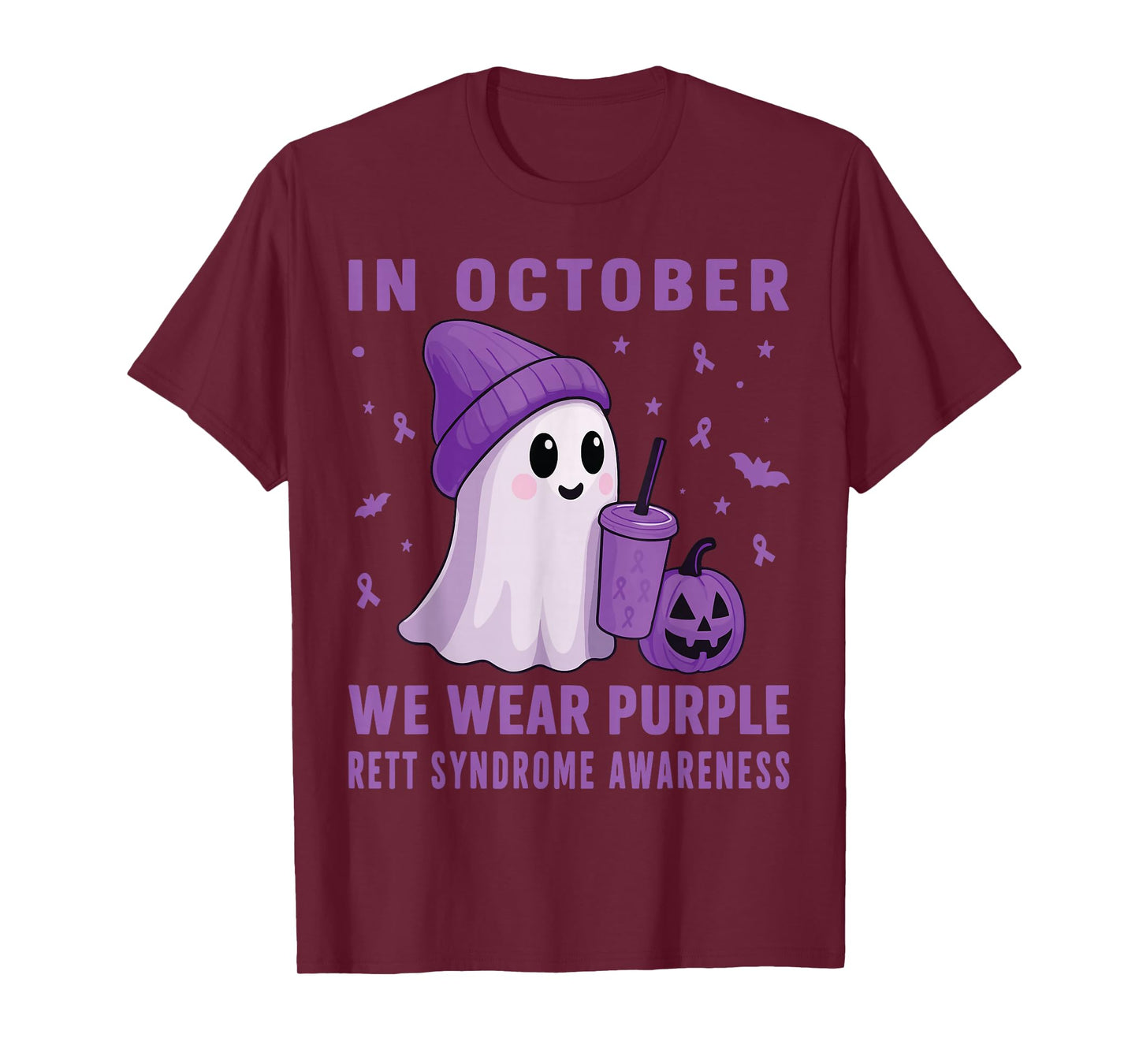 Halloween Boo Rett Syndrome Awareness in October Purple T-Shirt