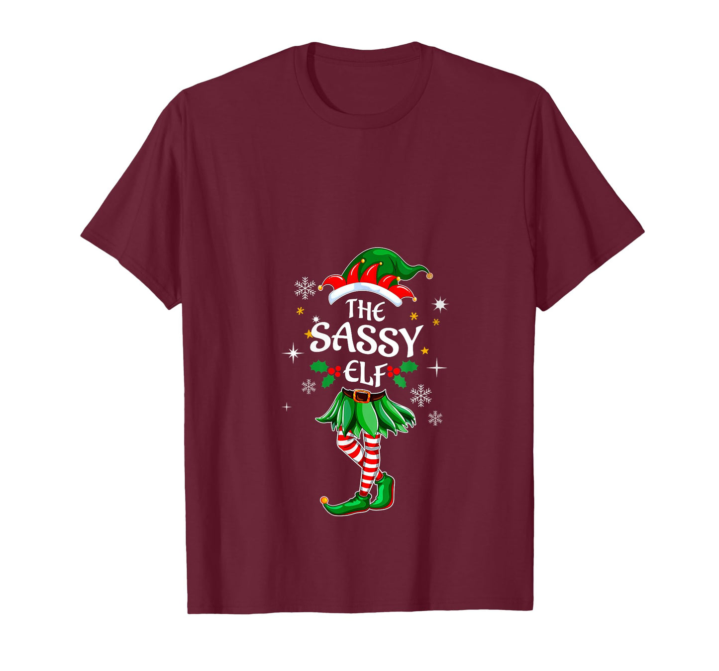 Womens I'm The Sassy Elf T-Shirt Matching Christmas Costume Shirt V-Neck T-Shirt