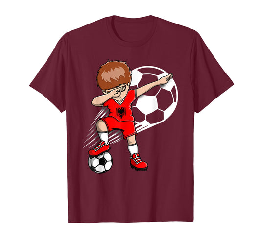 Dabbing Soccer Boy - Albania Jersey Albanian Football Fans T-Shirt