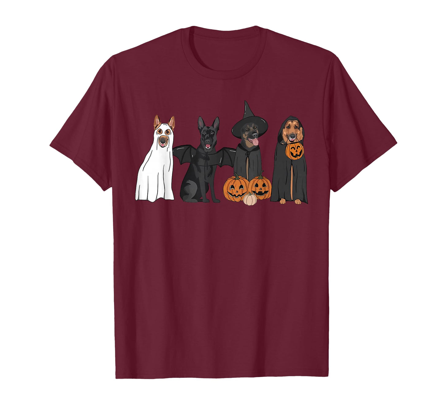 German Shepherd Dogs Lovers Ghost Witch Halloween Spooky T-Shirt