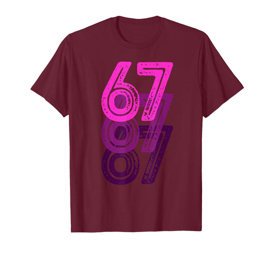 Number 67 Pink Best Classic College Style Birthday Funny T-Shirt