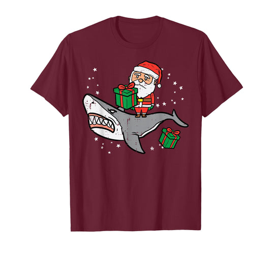 Santa On Shark Cute Christmas Xmas Boys Kids Toddler T-Shirt