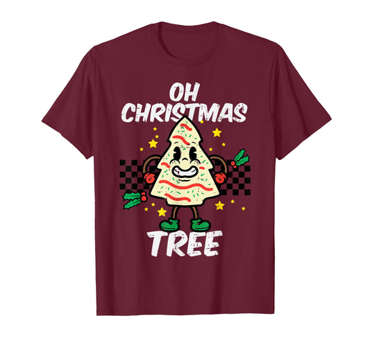 Oh Christmas Tree Cake Retro Groovy Xmas Men Women Kids T-Shirt