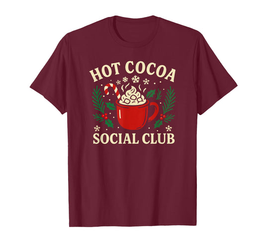 Hot Cocoa Social Club Cozy Winter Christmas Graphic T-Shirt