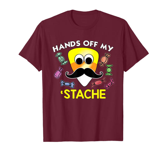 Funny Halloween Hands Off My Stache CandyCorn Mustache Shirt T-Shirt