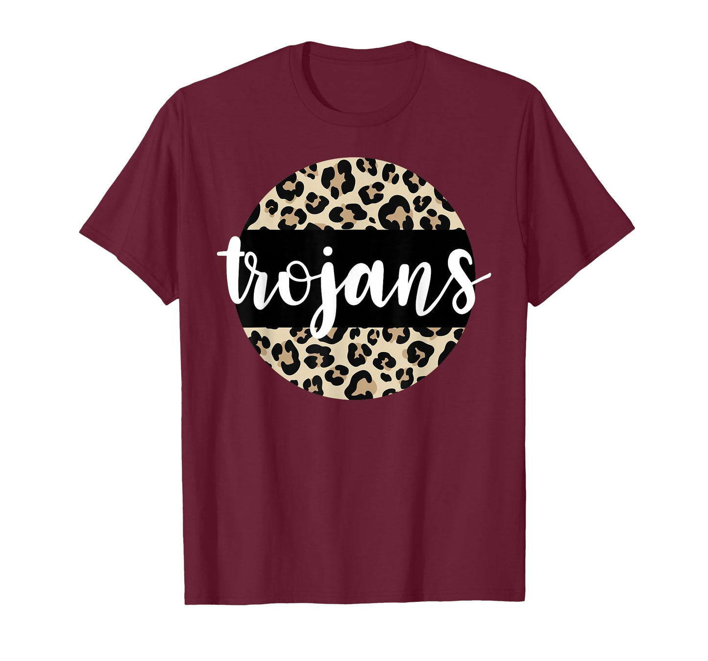 Leopard Print Trojans Team Mascot School Spirit Game Night T-Shirt