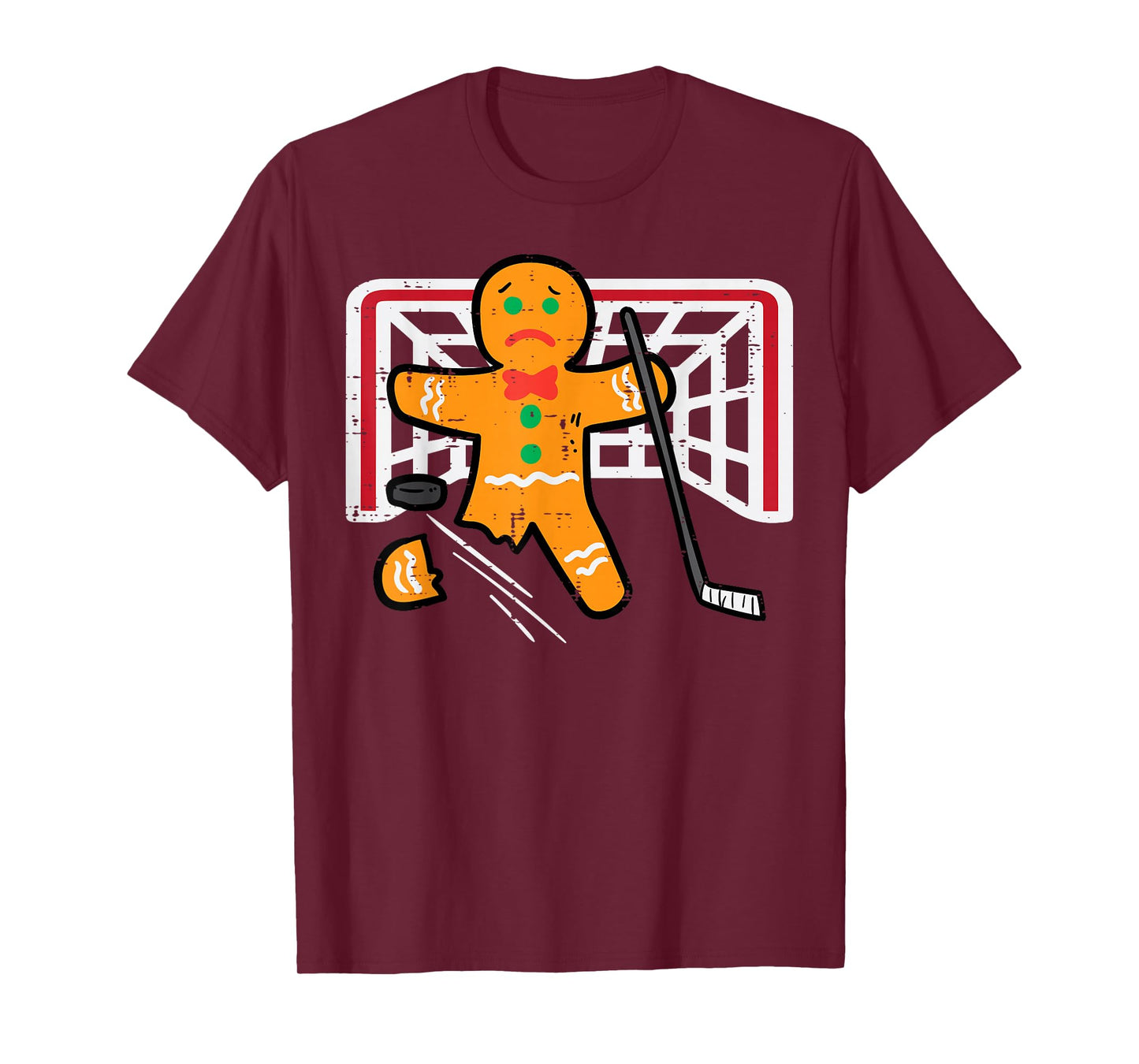 Christmas Gingerbread Man Ice Hockey Fun Xmas Men Boys Kids T-Shirt