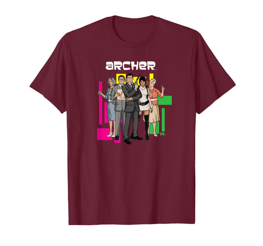 Archer Character Collage Retro 60's Inspired Cartoon T-Shirt