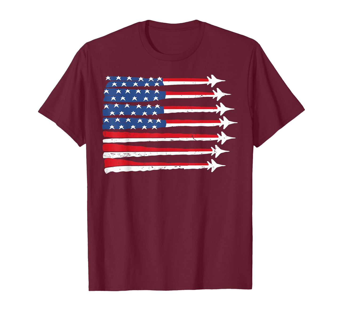Patriotic USA Flag Fighter Jet 4th July Boy Red White & Blue T-Shirt
