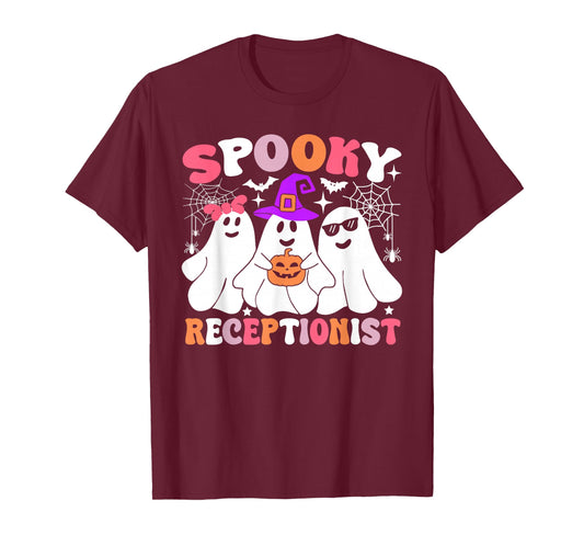 Spooky Receptionist Funny Ghost Halloween Costume T-Shirt