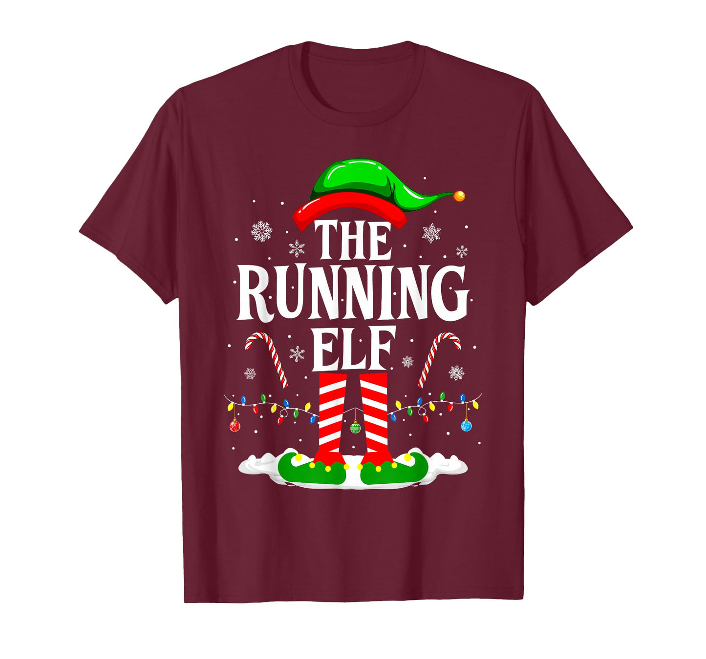 The Running Elf Xmas Running Funny Runner Christmas Running T-Shirt
