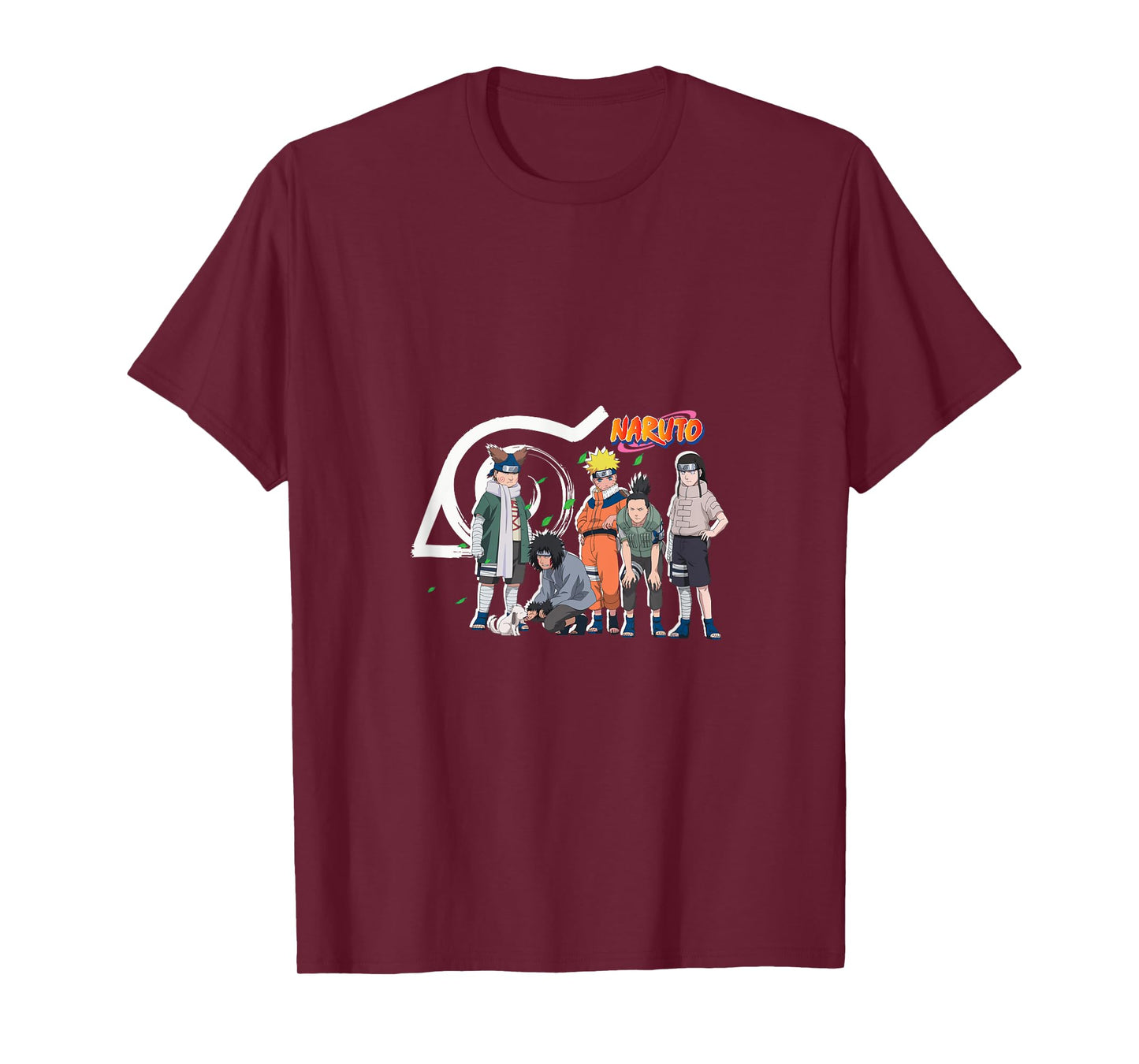 Naruto Characters & Konoha Emblem T-Shirt