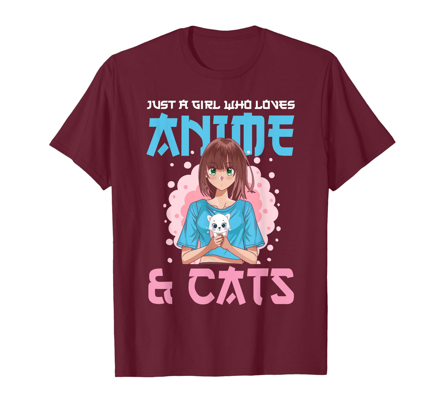 Just A Girl Who Loves Anime and Cats Cute Cat Lover Teens T-Shirt