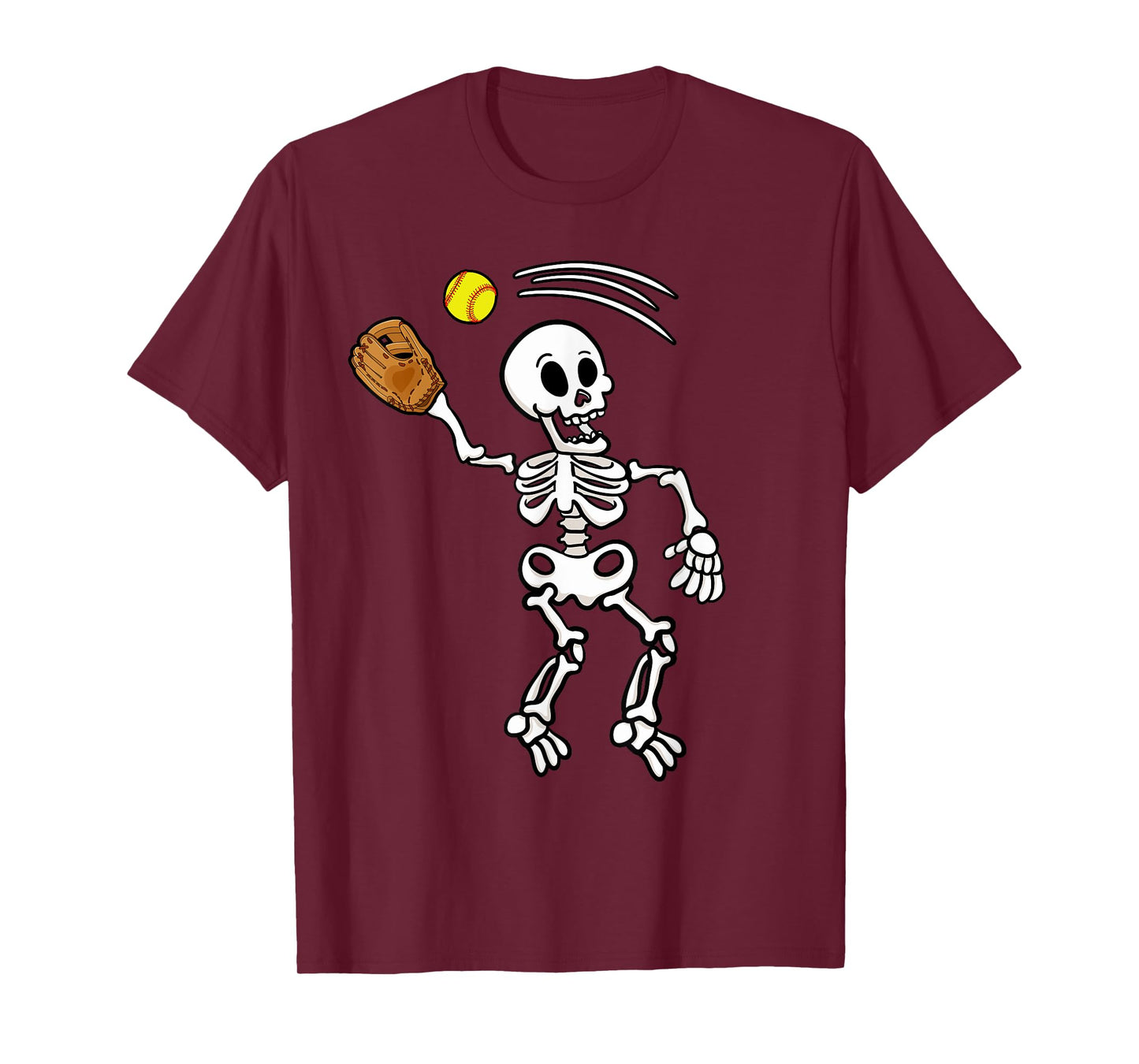 Softball Catcher Halloween Skeleton Costume Party T-Shirt