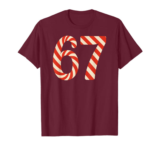67 Christmas Candy 6 7 Meme Holiday Gen Alpha Slang T-Shirt